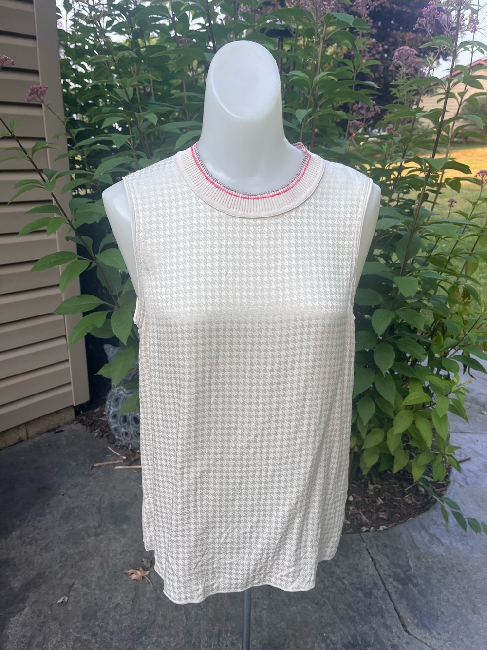 rag & bone Ali Houndstooth Cream Sleeveless Tank size S